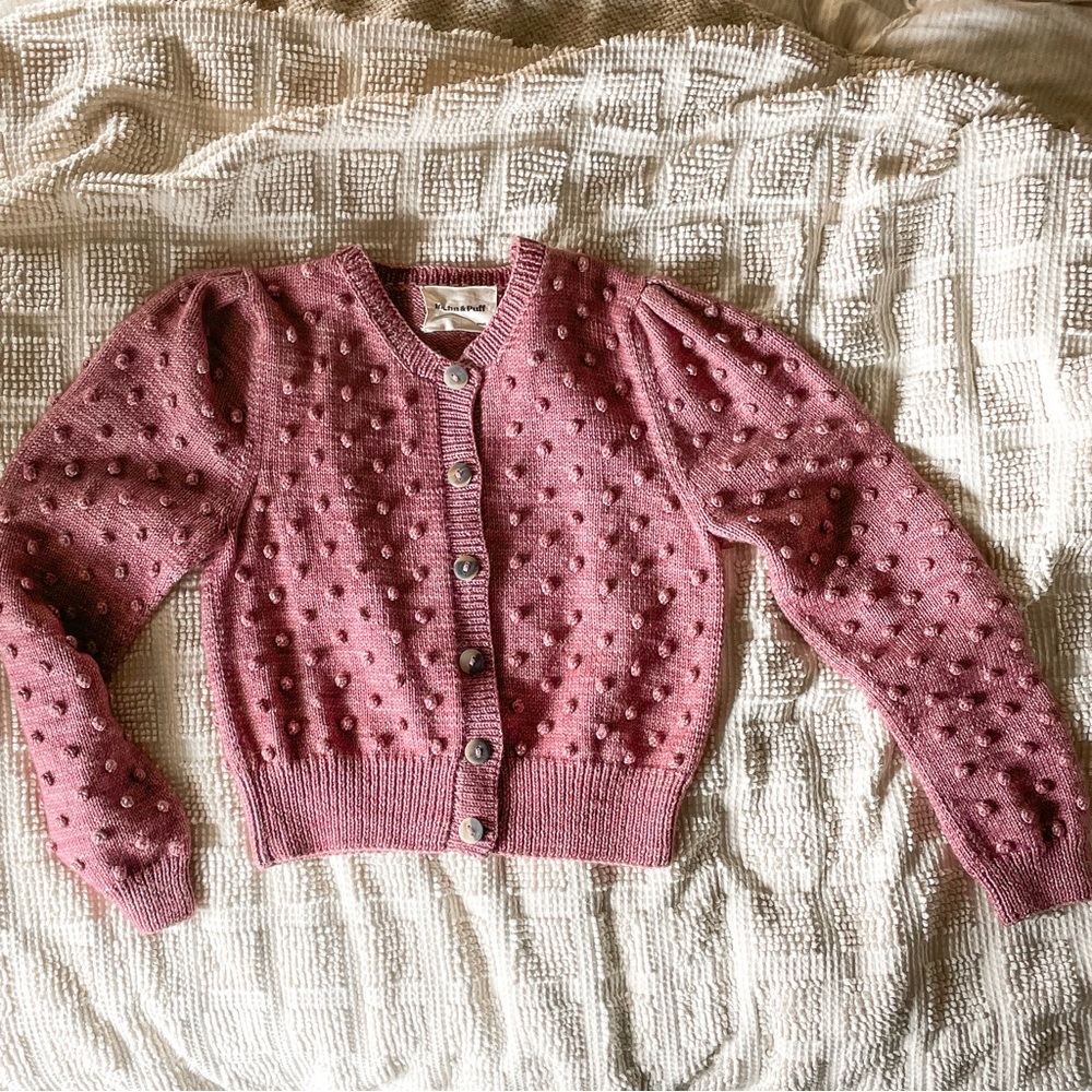 Misha and Puff Ellie Popcorn Cardigan in Antique Rose